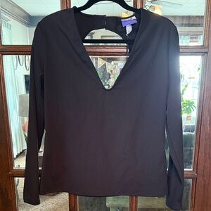 Future Collective Kahlana Barfield Brown Black Deep V Open Back Top NWT L